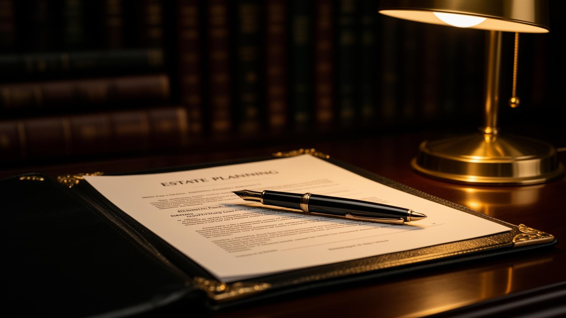 Estate planning documents in a private study